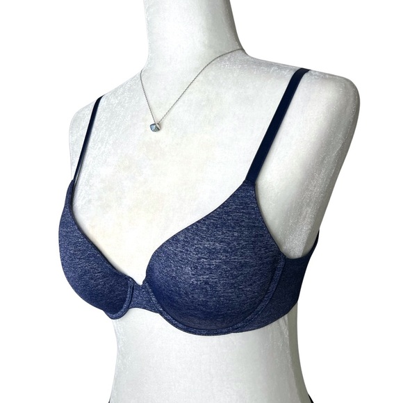 Victoria’s Secret Bra Uplift Semi Demi Multiway Push Up Heather Navy Blue 34B - Picture 3 of 14